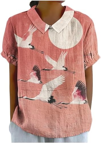 Tops, Tees & Blouses | Womens  Plus Size Cotton Linen Dress Tops Short Sleeved Pullover Top Clothing Dress Shirts For Bathing Clothing Tops, Tees & Blouses