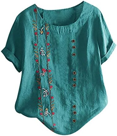 Tops, Tees & Blouses | Womens  Retro Cotton And Linen Embroidery Loose Short Sleeved Casual Shirts Tshirt Peach Top Clothing Tops, Tees & Blouses