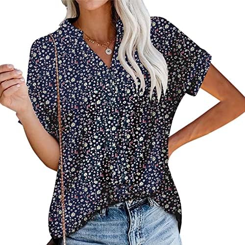 Tops, Tees & Blouses | Womens  s Fashion Summer Floral Print Shirt Tops Dressy Casual V-Neck Short Sleeve Blouses Top Work Comfy Trendy Shirts Clothing Tops, Tees & Blouses