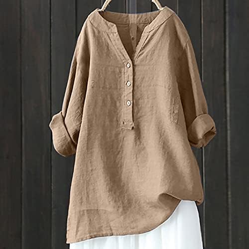 Tops, Tees & Blouses | Womens  s Linen Tops 3/4 Sleeve Summer Blouse Solid Button Down Henley Shirts Tunic Boho Causal Ladies Outfits 2023 Clothing Tops, Tees & Blouses