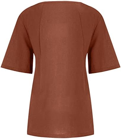 Tops, Tees & Blouses | Womens  S Plus Size Tops Neck Vintage Cotton And Hemp Solid Button Short Sleeve T-Shirt Top Mexican Shirts, S-5Xl Clothing Tops, Tees & Blouses