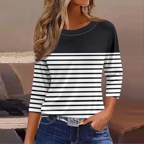 Tops, Tees & Blouses | Womens  Summer Tops 3/4 Sleeve Loose Bohe Tees Striped Linen Shirt Soft Sweatshirts Clothing Tops, Tees & Blouses