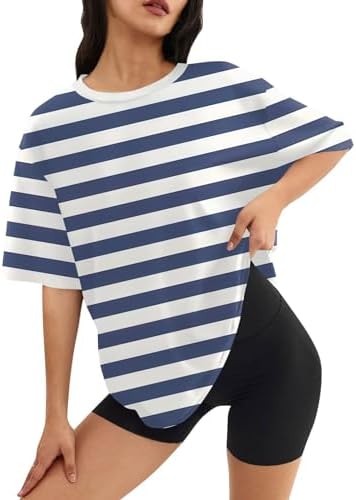 Tops, Tees & Blouses | Womens  Summer Tops For 224’s Summer Fashion Striped Printed Half Sleeve Top Casual Loose Round Neck T-Shirt Clothing Tops, Tees & Blouses