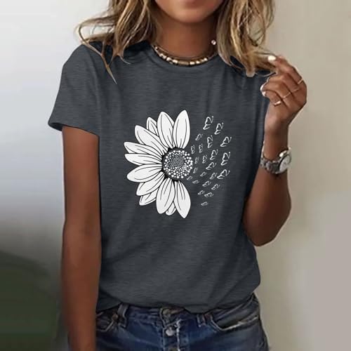 Tops, Tees & Blouses | Womens  Summer Tops Sunflower Print Short Sleeve Oversized Tees Loose Casual Crewneck Tunic Tshirts Basics Trendy T Shirt Clothing Tops, Tees & Blouses