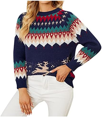 Tops, Tees & Blouses | Womens  Sweaters’s Autumn/Winter Pullover Colour Blocking Christmas Day Deer Clothing Tops, Tees & Blouses