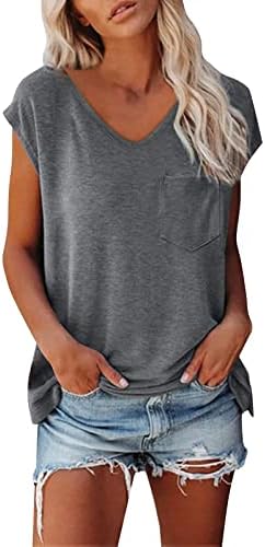 Tops, Tees & Blouses | Womens  T Shirts’s Summer Solid Color Tops Tees V Neck Cap Sleeve Loose Going Out Tops For Casual Tops Tshirts Clothing Tops, Tees & Blouses