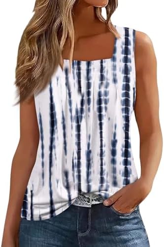 Tops, Tees & Blouses | Womens  Tank Tops For Loose Fit Ruffled Square Neck Sleeveless Shirts Pleated Flowy Tank Tops Trendy Cute Summer Tops Clothing Tops, Tees & Blouses