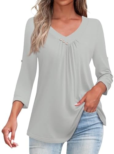 Tops, Tees & Blouses | Womens  Tunic Tops 224 Loose Fit Dressy Fall 3/4 Sleeve Shirts Casual V Neck Dress Blouses Business Work Tunics Tops Clothing Tops, Tees & Blouses