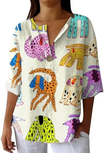 Tops, Tees & Blouses | Womens  Workout Tops For,Casual Long Sleeved 224 Plus Size Fashionable Loose Printed Single Button Top Clothing Tops, Tees & Blouses