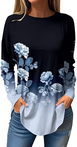 Tops, Tees & Blouses | Womens  Zxrwany Fall Fashion For 223 Trendy,Cute Floral Print Long Sleeve T Shirt For Leggings Casual Crewneck Tunic Clothing Tops, Tees & Blouses