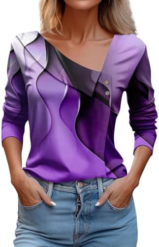 Tops, Tees & Blouses | Womens  Zxrwanys Long Sleeve Tops,Casual Solid Asymmetric Lapel Button Down Shirt Dressy Loose V Neck Tee Tunic Blouses Clothing Tops, Tees & Blouses