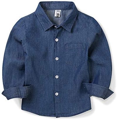 Boys’ Tops, Tees & Shirts | Babys  Denim Button Down Shirt Long Sleeve Kids Casual CowChambray Top Jeans Clothes Babys Babys