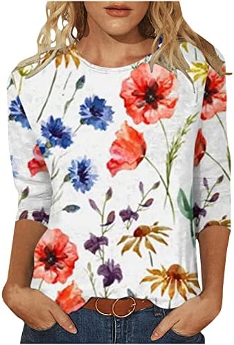 Tops, Tees & Blouses | Womens  3/4 Sleeve T-Shirt Tops Summer Floral Boho Print Tees Shirts Trendy Ladies Blouses Crewneck Pullover Dressy Tees Clothing Tops, Tees & Blouses