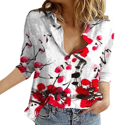 Tops, Tees & Blouses | Womens  Button Down Shirts For Casual Long Sleeve Loose Shirt Tops White Linen Shirt’s Blouses & Clothing Tops, Tees & Blouses