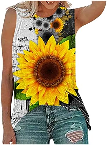 Tops, Tees & Blouses | Womens  Plus Size Tank Tops For 223 Trendy All Over Sunflower Graphic Strap Tops Sleeveless Casual Going Out Workout Tops Clothing Tops, Tees & Blouses