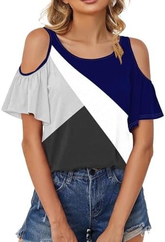 Blouses & Button-Down Shirts | Womens  Blouses For Summer Fashion Printed Strapless Casual Top Casual Round Neck Ruffle Short Sleeve T Shirt Blouses & Button-Down Shirts Blouses & Button-Down Shirts