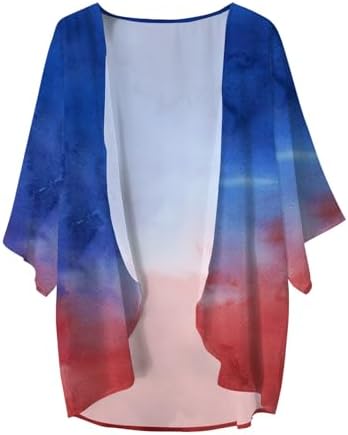 Blouses & Button-Down Shirts | Womens  Independence Day Graphic Kimono Cardigans American 4Th Of July Tops Chiffon Blouse Vacation Beach Cover Ups Blouses & Button-Down Shirts Blouses & Button-Down Shirts