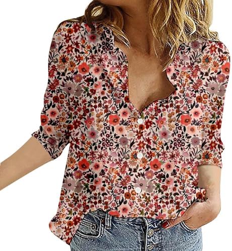 Blouses & Button-Down Shirts | Womens  Long Sleeve Shirts For Casual Lapel Collared Button Blouse Loose Fit Printed Boho Tops Fashion Outfit Clothing Blouses & Button-Down Shirts Blouses & Button-Down Shirts