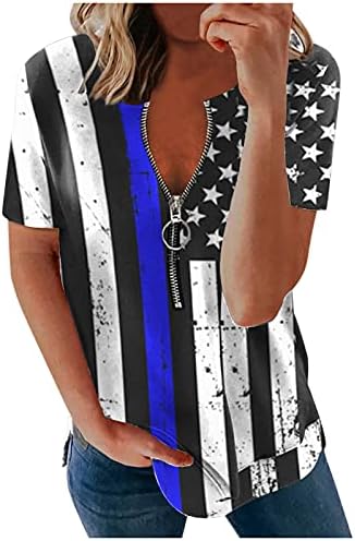 Blouses & Button-Down Shirts | Womens  Independence Day’s Tops 4Th Of July Patriotic Casual Short Sleeve Shirts Half Zip Loose Festival Blouses Blouses & Button-Down Shirts Blouses & Button-Down Shirts