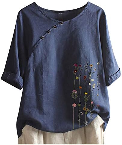 Blouses & Button-Down Shirts | Womens  Retro Cotton Linen Embroidery Loose Short Sleeved Casual Shirts Tshirt Cottons Blouse Blouses & Button-Down Shirts Blouses & Button-Down Shirts