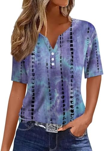 Blouses & Button-Down Shirts | Womens  T-Shirts,224 Trendy Summer V Neck Short Sleeve T Shirts’s T Shirt Tee Print Button Short Sleeve Daily Weekend Blouses & Button-Down Shirts Blouses & Button-Down Shirts